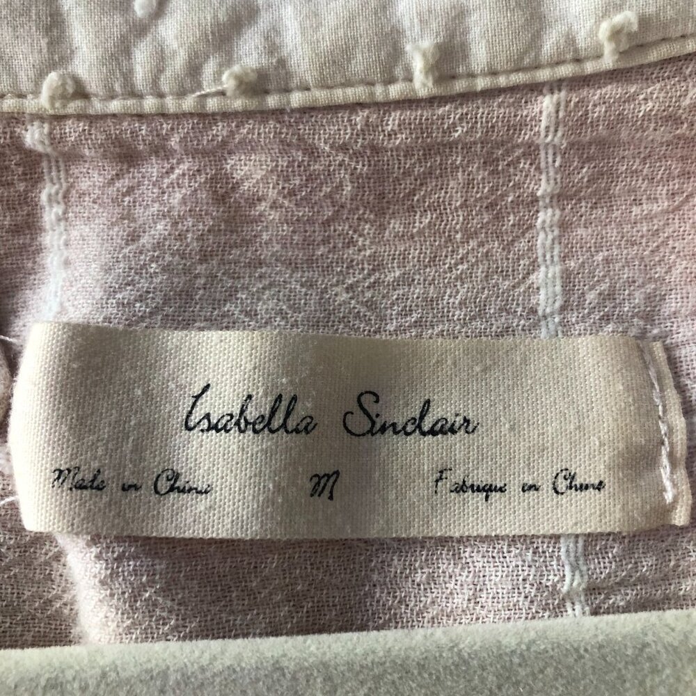 Anthropologie Isabella Sinclair Light Pink Cotton Wrap Short Sleeve Shirt - Picture 3 of 6